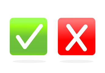 Poster - buttons vector ready and cancel. checkmark icon and x. green and red ok and x icon for an applicatio