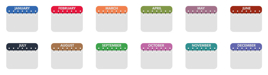 Poster - Calendar mounts isolated vector icons on white background. Week calendar schedule. Business plan schedule