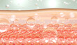 Leinwandbild Motiv 3D Collagen Skin Serum and Vitamin illustration, Cosmetic serum Oil drop on skin cell, moisturizer, collagen serum. 3D rendering.