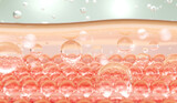3D Collagen Skin Serum and Vitamin illustration, Cosmetic serum Oil drop on skin cell, moisturizer, collagen serum. 3D rendering.