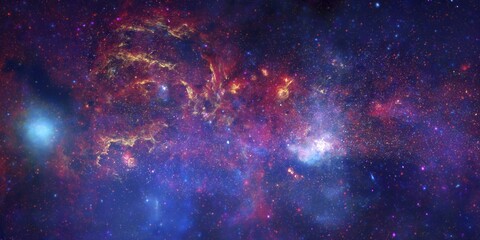 Wall Mural - artwork based on great observatories' unique views of the milky way with elemts from nasa