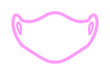The silhouette of a medical mask isolated on white. Pink line in neon style