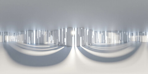 Poster - white futuristic minimalistic studio interior with bright back lighting 3d render illustration