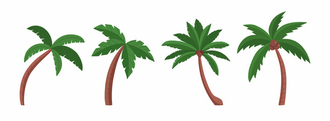 set of colorful palm trees
