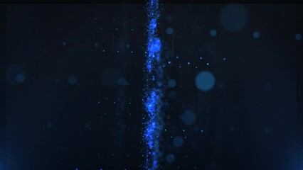 Poster - dollar sign or dollar icon. Finance background of luminous particles. 3D loop animation with depth of field, bokeh and copy space for your text.Blue color v2
