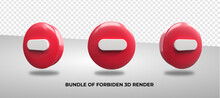 Bundle Of 3D Render Secure Forbidden, Red  Color, Protect, No