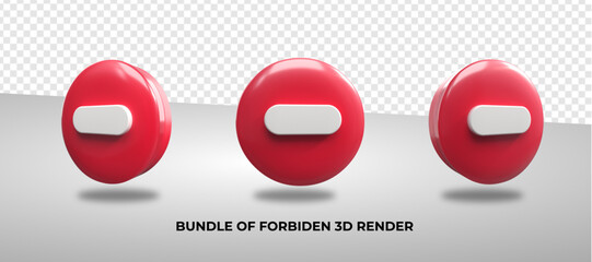 Wall Mural - bundle of 3D render secure forbidden, red  color, protect, no