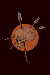 Wall Mural - Skull with arrows vector illustration