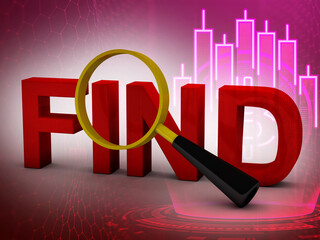 Poster - search find 3d illustration with background 
