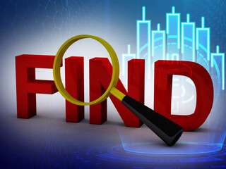 Poster - search find 3d illustration with background 