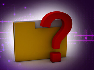Poster - 3d rendering file folder with question symbol