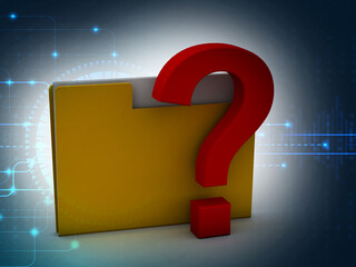 Poster - 3d rendering file folder with question symbol