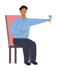 Poster - man seated drinking wine