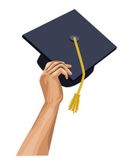 Wall Mural - hand lifting graduation hat