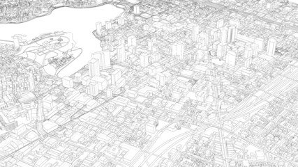 Poster - cityscape sketch. vector rendering of 3d