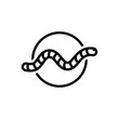 Black line icon for worm