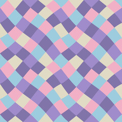 Poster - Pink and beige diamonds. Vector seamless rhombuses are slightly curved.