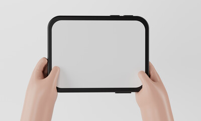 Wall Mural - 3d rendering of hand and tablet.