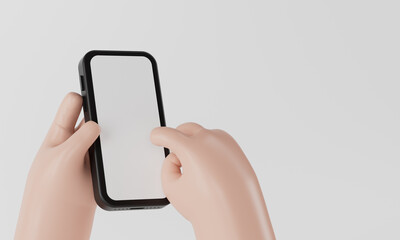 Wall Mural - 3d rendering of hand and smartphone.