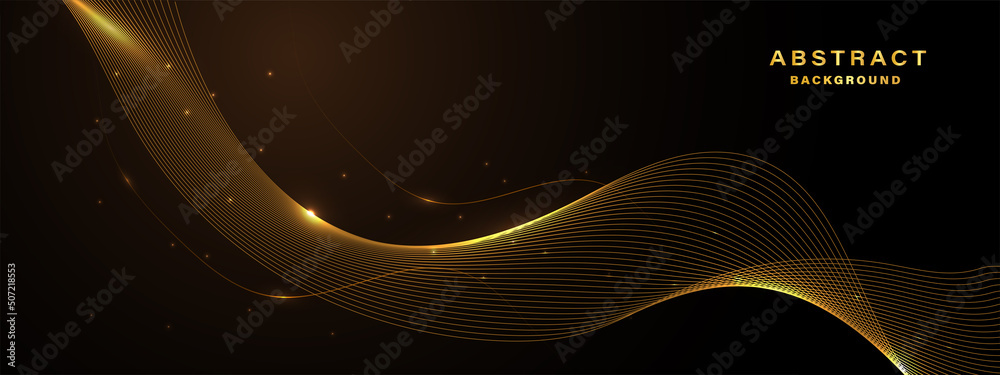 Abstract gold background with flowing lines. Dynamic waves. vector ...