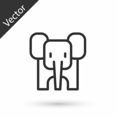 Poster - Grey line Elephant icon isolated on white background. Vector