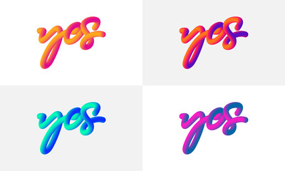 Wall Mural - Modern Yes lettering line Blend Background, Vibrant gradient blended fluid