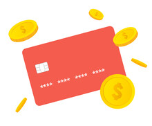 Credit Card Benefits Illustration Set. Payment, Coin, Gold Coin, Cash. Vector Drawing. Hand Drawn Style.