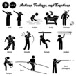 © leremy - Stick figure human people man action, feelings, and emotions icons alphabet D. Dab, dabbing, dabble, dilly dally, damage, dance, dandle, dangle, darken, dampen, dare, and dart with blowgun.