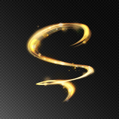 Poster - Shiny wavy path. Light painting. Easy trail. Light realistic glowing curve. Magical shiny golden glow effect. Abstract light line. Powerful energy flow of light energy.Vector