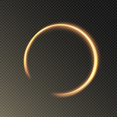 Poster - Golden abstract transparent background semicircular light effect, light energy flow. Vector