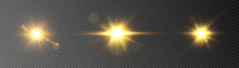 light gold flash starlight png. light sunlight. shimmering glare on a transparent background. vector