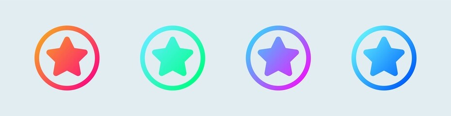 Wall Mural - Stars icon set in circle and gradient colors. User interface vector icon.