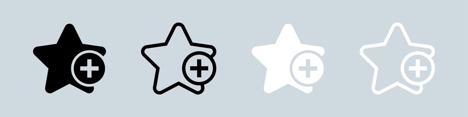 Wall Mural - Stars symbol set for add to favorite icon in black and white colors. User interface vector icon.