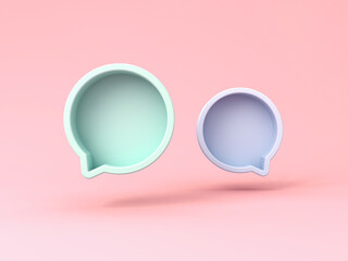 Poster - Colorful round speech bubble boxes isolated on pink pastel color background with shadows minimal conceptual 3D rendering