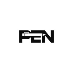 Sticker - Pen letter negative space. Wordmark logo design.