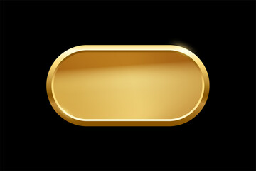 Poster - gold ellipse shape button with frame vector illustration. 3d golden glossy elegant design for empty 