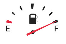 Gasoline Fuel Gauge In The Car At Maximum Full Tank