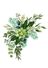 Green Watercolour Floral Element