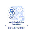 © bsd studio - Updating existing programs light blue concept icon. Programming skill abstract idea thin line illustration. Isolated outline drawing. Editable stroke. Arial, Myriad Pro-Bold fonts used