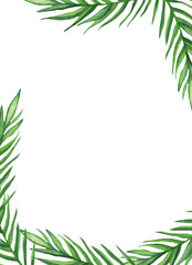 Wall Mural - Palm leaves background. Tropical greeting card.