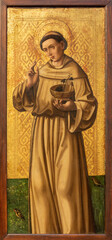 Wall Mural - VALENCIA, SPAIN - FEBRUAR 14, 2022: The renaissance painting of St. Anthony of Padua in the Cathedral by Pere Cabanes from 16. cent.