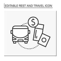 Wall Mural - Journey line icon. Planning vacation. Buying tickets for travelling by bus. Rest and travel concept. Isolated vector illustration. Editable stroke