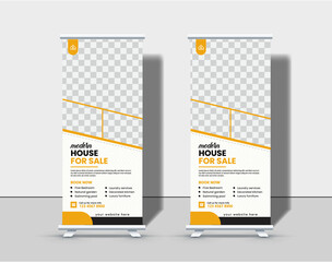 modern Real estate roll up banner design Premium Vector