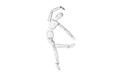 Poster - black and white drawing of a wooden puppet on a white