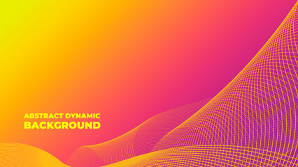 Poster - Very beautiful abstract background from a wave of red, yellow, pink wave and lines. Flyer banner template 