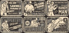Manual Workers Monochrome Posters Set