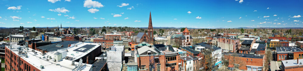 Wall Mural - Aerial panorama of Northampton, Massachusetts, United States on a fine morning