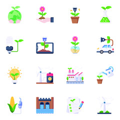 Canvas Print - Pack of Eco Flat Icons