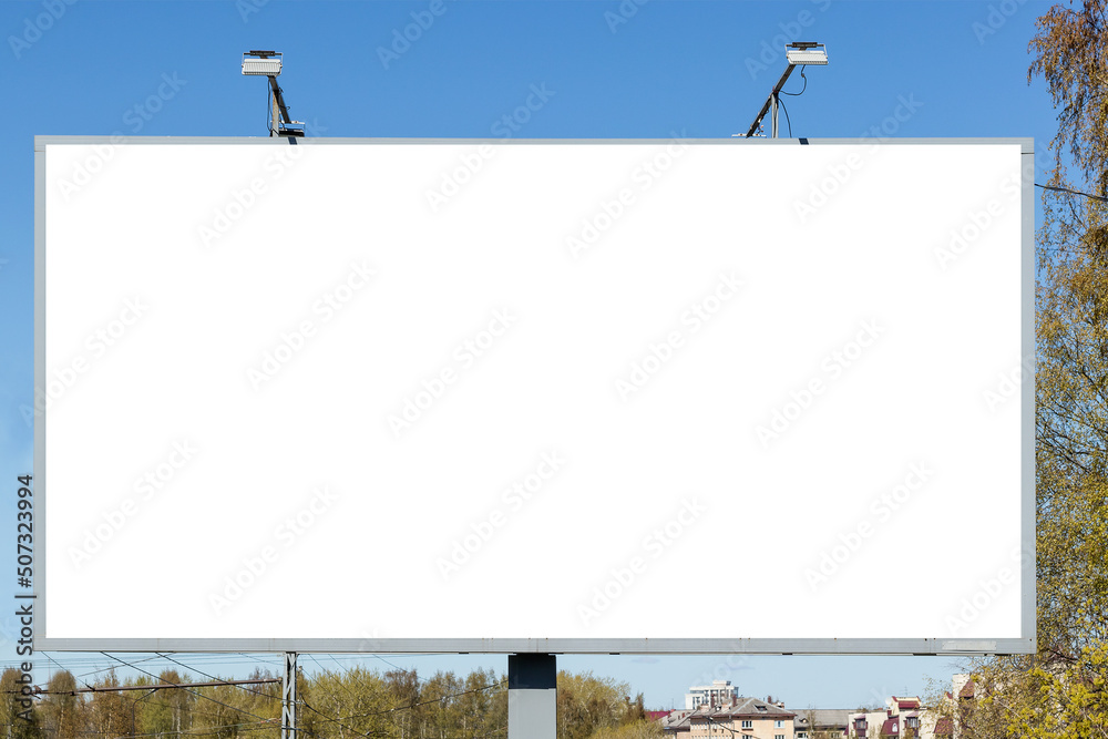 Large information board with a white empty background for business advertising.