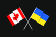 Flags of the countries of Ukraine and Canada (North America) in national colors. Help and support from friendly countries. Flat minimal design.